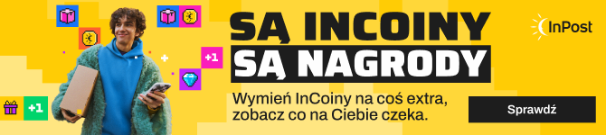 Chłopak trzymający telefon i paczkę wśród ikonek o incoinach. Są InCoiny, są nagrody. Wymień InCoiny na coś ekstra i zobacz co na ciebie czeka. Sprawdź